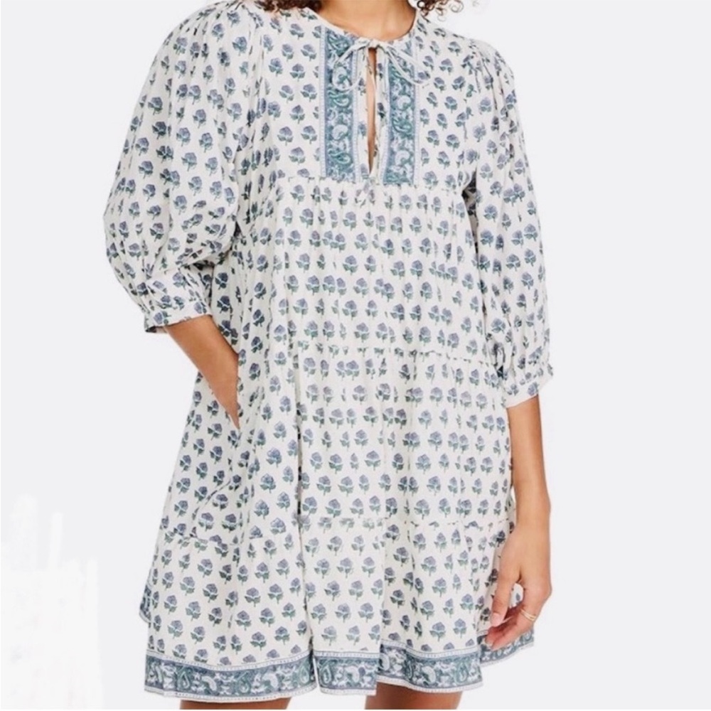 Marea by Liz Joy casita dress blue and white